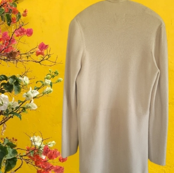 ST JOHNS BAY Open Front Ribbed Waterfall Comfort Cardigan Oatmeal NWOT - Picture 3 of 5